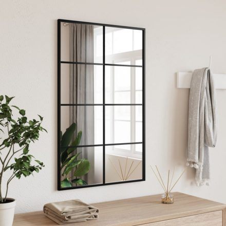 fekete téglalap alakú vas fali tükör 50 x 80 cm