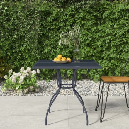 antracitszürke acélhálós kerti asztal 80x80x72,5 cm
