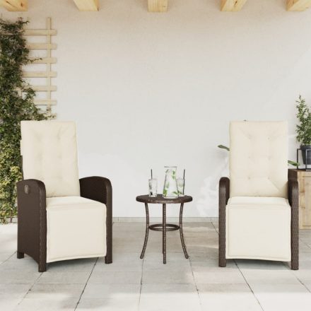 2 db barna polyrattan dönthető kerti szék lábtartóval