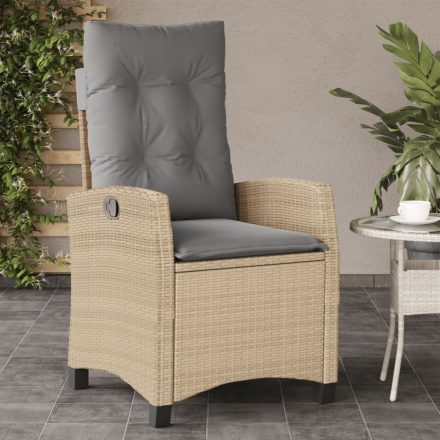 vegyes bézs polyrattan dönthető kerti szék párnákkal