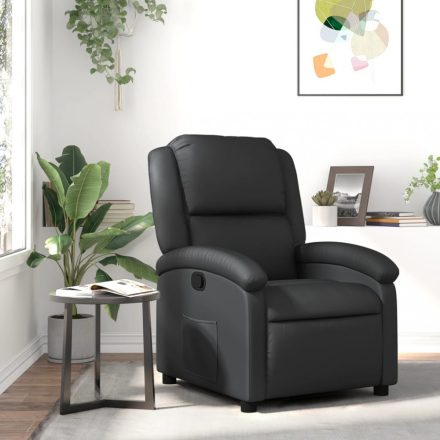 fekete valódi bőr dönthető fotel