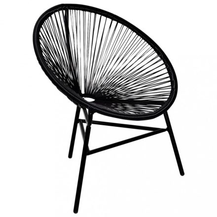 Ovális alakú poly rattan szék fekete