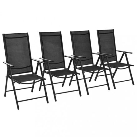 4 db fekete összecsukható alumínium és textilén kerti szék