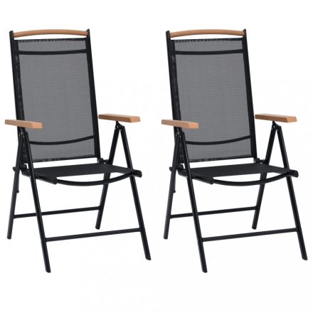 2 db fekete alumínium és textilén összecsukható kerti szék