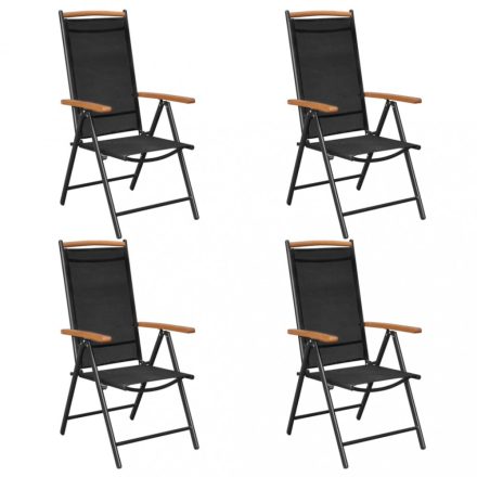 4 db fekete alumínium és textilén összecsukható kerti szék