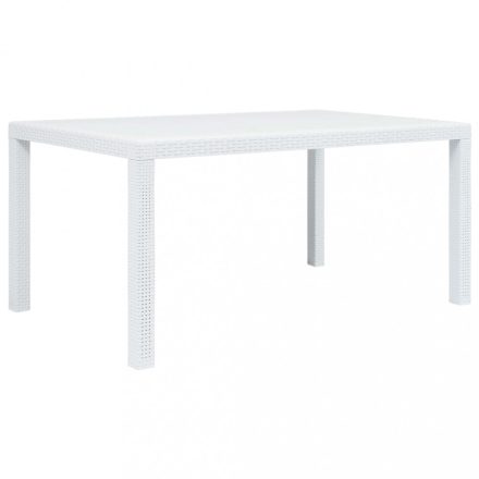 fehér rattan hatású műanyag kerti asztal 150 x 90 x 72 cm 