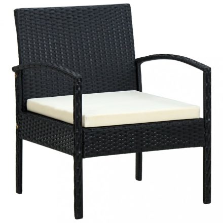 fekete polyrattan kerti szék párnával