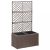 barna rácsos polyrattan magaságyás 2 kaspóval 58 x 30 x 107 cm