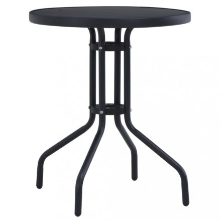 fekete acél és üveg kerti asztal 60 cm