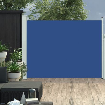 kék kihúzható oldalsó teraszi napellenző 140 x 500 cm
