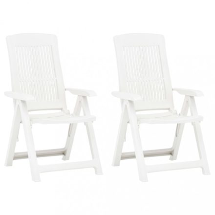 2 db fehér dönthető műanyag kerti szék 
