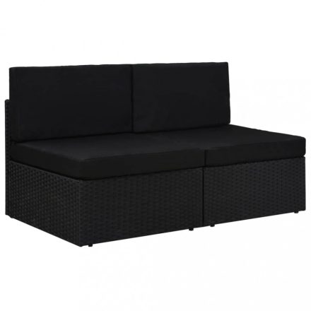 2 személyes fekete elemes polyrattan kanapé
