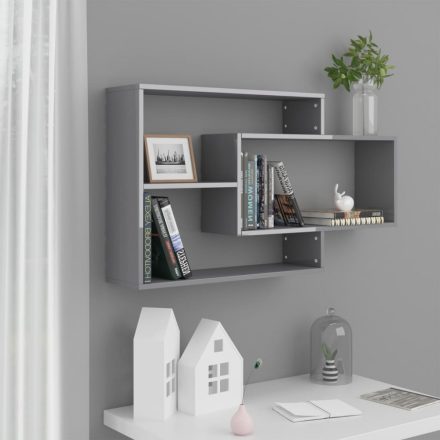 800332 Wall Shelves High Gloss Grey 104x20x58,5 cm Chipboard