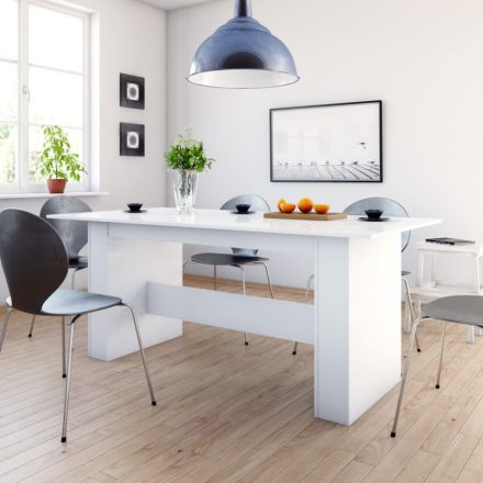 magasfényű fehér forgácslap étkezőasztal 180 x 90 x 76 cm 