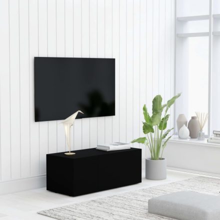 fekete forgácslap TV-szekrény 80 x 34 x 30 cm