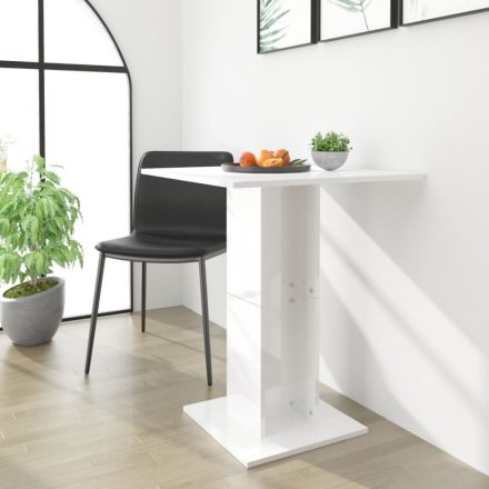 magasfényű fehér forgácslap bisztróasztal 60 x 60 x 75 cm  