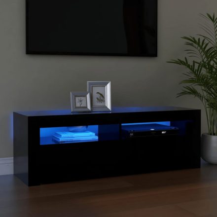 fekete TV-szekrény LED-világítással 120 x 35 x 40 cm