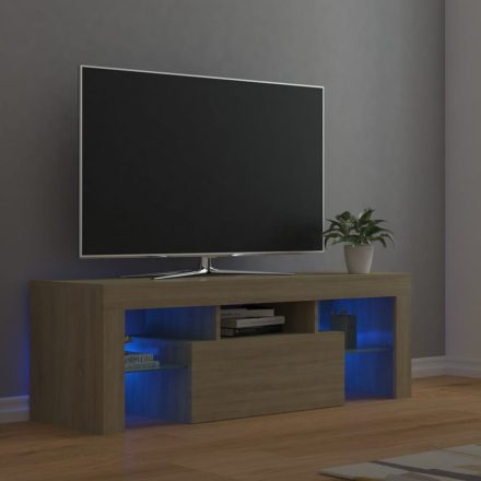 sonoma-tölgy színű TV-szekrény LED-lámpákkal 120 x 35 x 40 cm