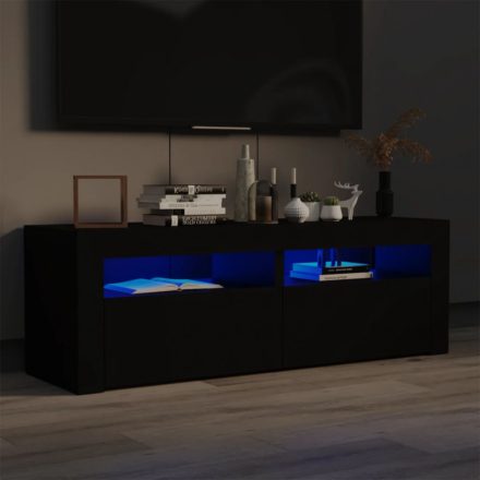fekete TV-szekrény LED-lámpákkal 120 x 35 x 40 cm