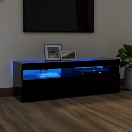 fekete TV-szekrény LED-lámpákkal 120 x 35 x 40 cm