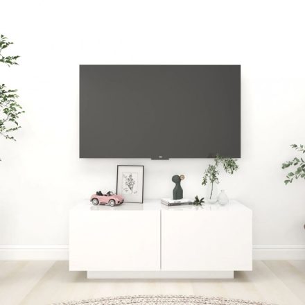 fehér magasfényű szerelt fa TV-szekrény 100x35x40 cm