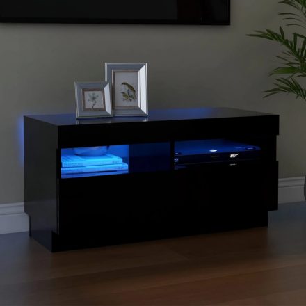 fekete TV-szekrény LED-lámpákkal 80 x 35 x 40 cm