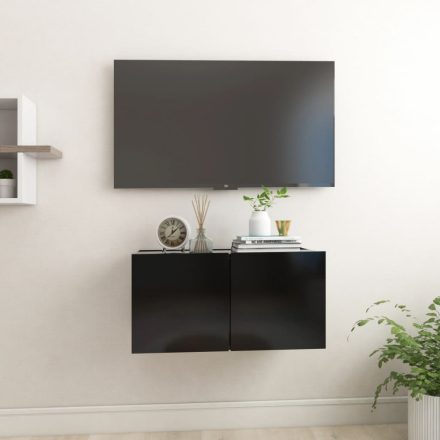 fekete függő TV-szekrény 60 x 30 x 30 cm