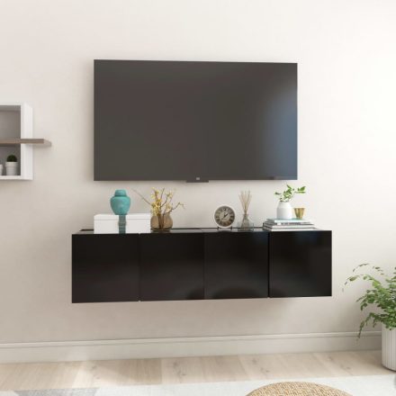 2 db fekete függő TV-szekrény 60 x 30 x 30 cm