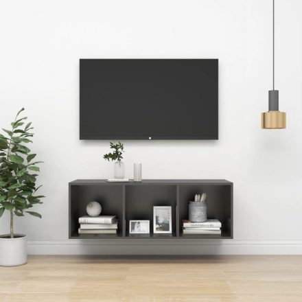 szürke falra szerelhető forgácslap TV-szekrény 37 x 37 x 107 cm