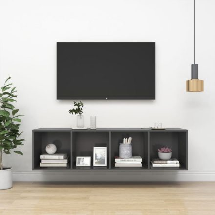 szürke falra szerelhető forgácslap TV-szekrény 37x37x142,5 cm