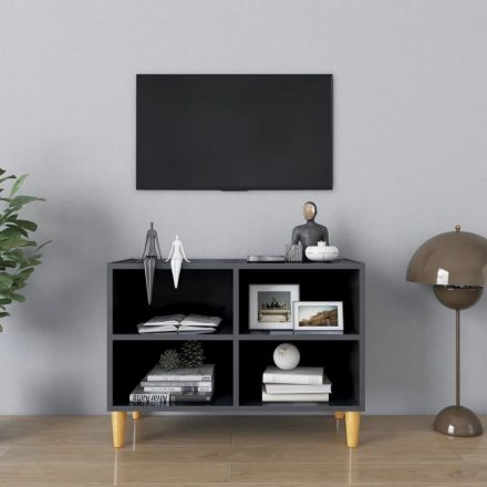 magasfényű szürke TV-szekrény tömör falábakkal 69,5x30x50 cm