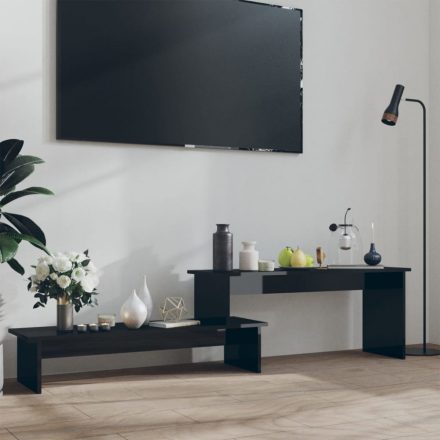 magasfényű fekete forgácslap TV-szekrény 180 x 30 x 43 cm