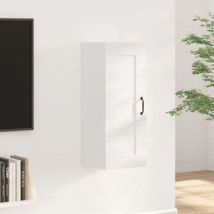 magasfényű fehér szerelt fa függőszekrény 35 x 34 x 90 cm
