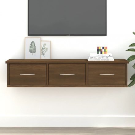 barna tölgy színű szerelt fa faliszekrény 88 x 26 x 18,5 cm