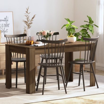 barna tölgy színű szerelt fa étkezőasztal 140 x 74,5 x 76 cm