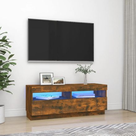 füstös tölgy színű TV-szekrény LED-világítással 100x35x40 cm