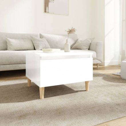 magasfényű fehér szerelt fa kisasztal 50x46x35 cm