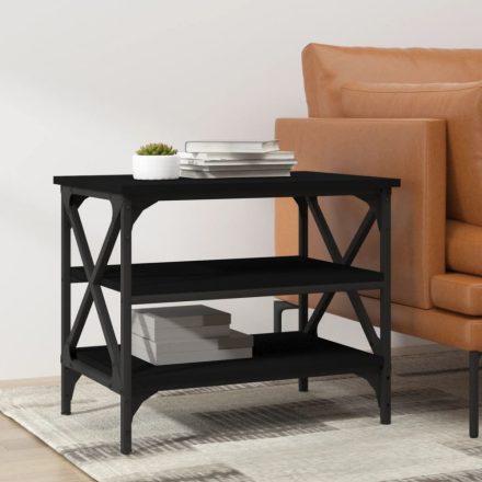 fekete színű szerelt fa kisasztal 55 x 38 x 45 cm