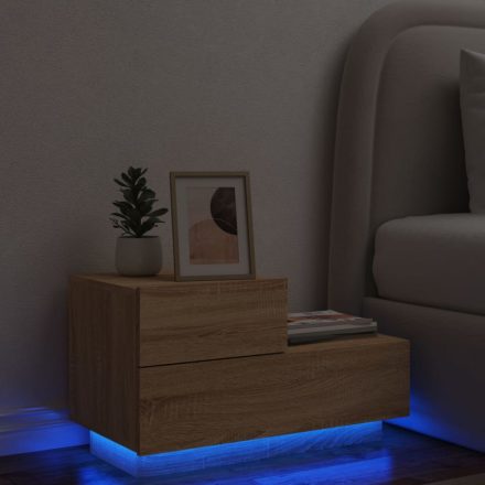 sonoma-tölgyszínű éjjeliszekrény LED-ekkel 70 x 36 x 40,5 cm