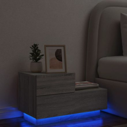 szürke sonoma éjjeliszekrény LED-világítással 70 x 36 x 40,5 cm
