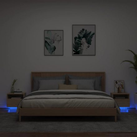 2 db sonoma tölgy színű éjjeliszekrény LED-ekkel 40x39x37 cm
