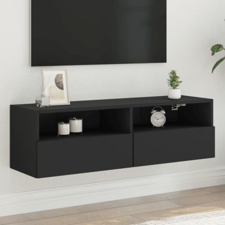 fekete szerelt fa fali TV-szekrény 100 x 30 x 30 cm